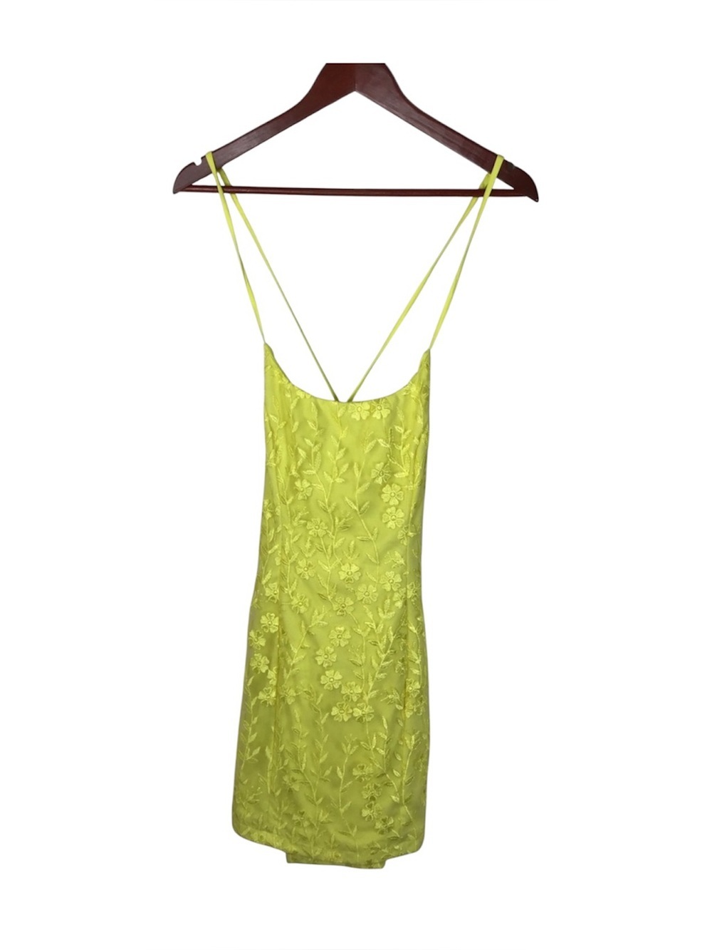 NWT Lulus Lively Sweetheart Yellow Mesh Embroidered Lace-Up Size Medium.
